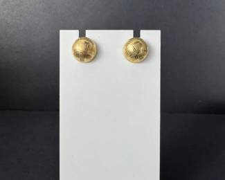 14K Yellow Gold Textured Ball Stud Earrings 1.27g