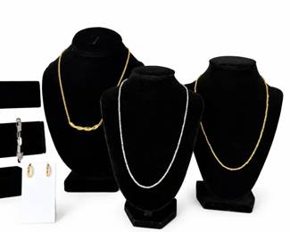 Milor Italy Bronze Necklaces, 950 Silver Bracelet  14K Hoop Earrings