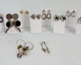 Vintage Sterling Silver  Marcasite Earrings Collection  86g Total