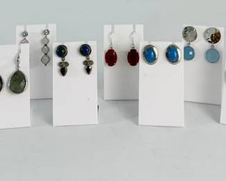 925 Sterling Silver Gemstone Earrings Collection  74g Total
