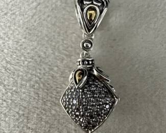 Sterling Silver 14K Gold Accents CZ Enhancer Pendant by Thailand 6.8g