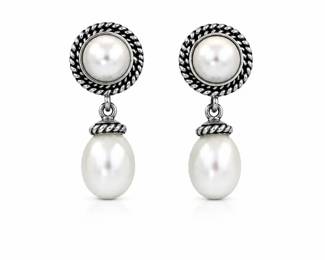 6.59g  Sterling Silver Freshwater Pearl Drop Earrings