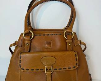Dooney  Bourke Florentine Leather Satchel Handbag with Whipstitch Detail