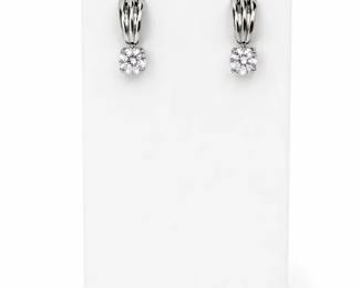 2.0g  14K Gold CZ Dangle Earrings  5.5mm Round CZ