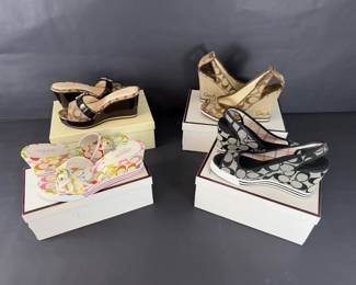 Coach Wedge Shoe Collection  4 Pairs with Original Boxes