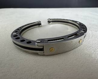 Chisel Stainless Steel  18K Gold Trim SpringLoaded Hinge Bracelet 37.73g