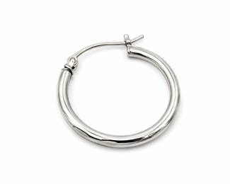 14K White Gold Single Hoop Earring, 0.44g