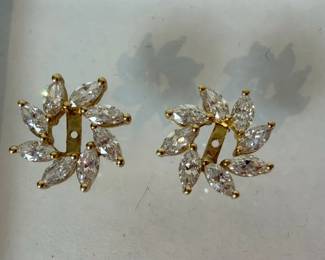 2.37g  14K Yellow Gold Marquise CZ Earring Jackets