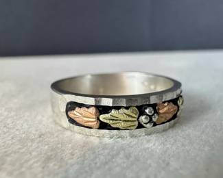 Black Hills Gold Sterling Silver  12K Gold Wedding Band Ring, Size 9, 4.83g