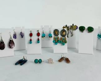 Sterling Silver Gemstone Earrings Collection  116g Total