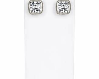 9.71g  Abyjh 925 Sterling 11mm Radiant Cut CZ Stud Earrings