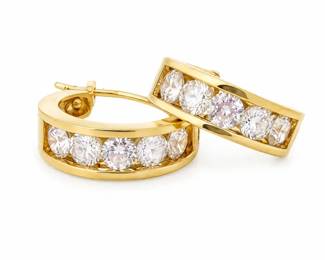 2.21g  14K Gold CZ Hoop Earrings  Mexico