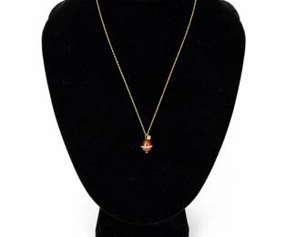 6.28g  GoldTone Necklace  Matching Drop Earrings Set with Rhinestone Accents