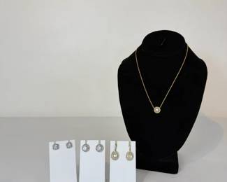 28.16g  Sterling Silver CZ Earring  Necklace Collection  Judith Ripka, GoldPlated  More