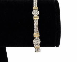 16.27g  Sterling Silver  14K Gold Link Bracelet