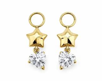 2.25 14K Gold CZ Heart Earring Charms