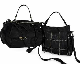Makowsky Black Leather Handbags  Satchel  Fringe Shoulder Bag