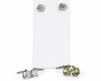 8.38g  925 Sterling Silver Earring Collection  3 Pairs