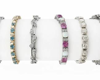 Sterling Silver, CZ  Gemstone Bracelet Collection
