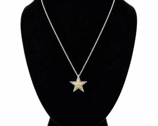 11.35g  Sterling Silver  18K Gold Star Pendant Necklace