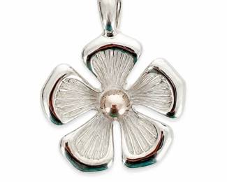 21.48g Vintage Sterling  14K Rose Gold Flower Pendant  Spring Clasp