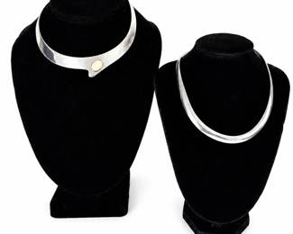 Vintage SilverTone Neck Cuff Collection, 2 Statement Collars, 79.4g