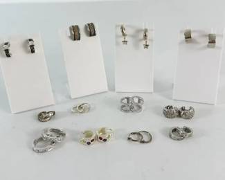 925 Sterling Silver Hoop  Huggie Earrings Collection  52g