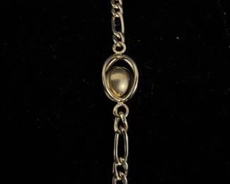14K Yellow Gold Italian 1EG Caged Gold Ball Figaro Bracelet 2.67g