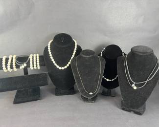 Cultured Freshwater Pearl Jewelry Collection with Silver Necklace  Bracelets