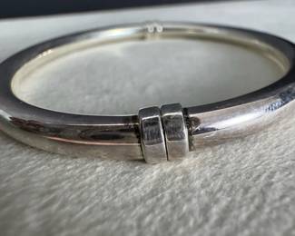 925 Sterling Silver Milor Italy Hinged Bangle Bracelet 10.63g Polished Round Tube