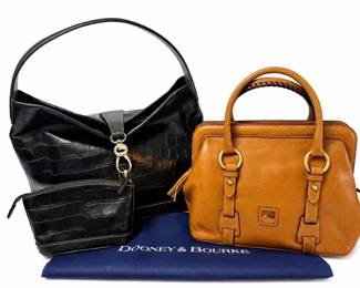 Dooney  Bourke Leather Handbag Collection  Black Croc Embossed  Tan Satchel