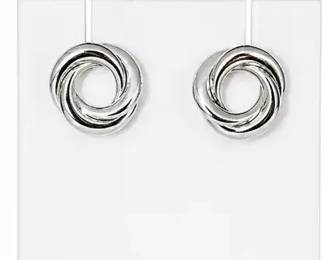 1.68g  14k White Gold Knot Style Stud Earrings