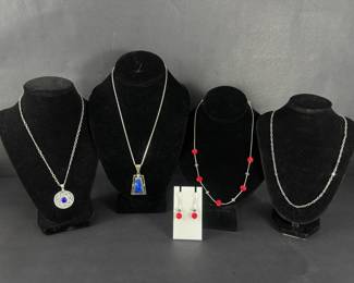 Sterling Silver Pendant  Fashion Necklace Collection with Matching Earrings