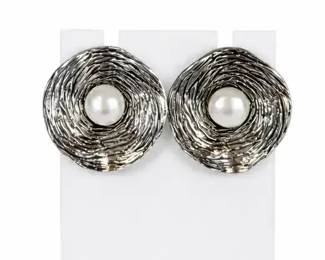 10.93g  925 Silver  Cultured Pearl Earrings