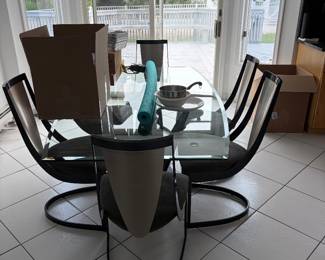 Glass top dining table and chairs