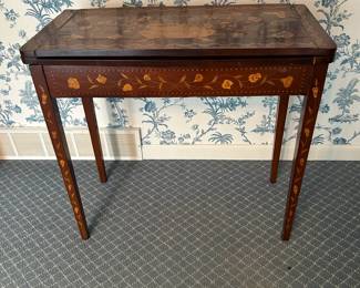 Vintage Marquetry Inlaid Game Table