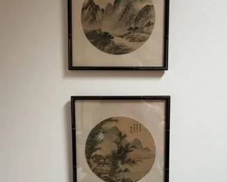 Two Chinese Circular Fan Paintings