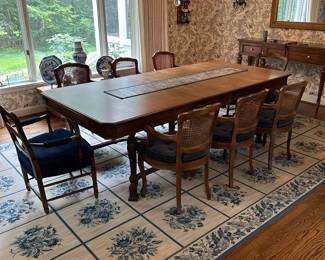 Vintage Dining Table With 8 Chairs
