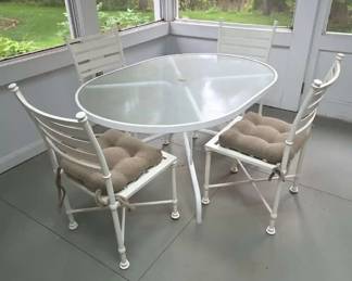 Glass Top Patio Table With 4 Chairs