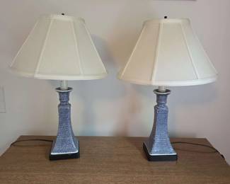 Pair Of Blue White Lamps