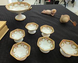 Antique Nippon china & salt cellars 