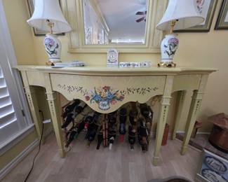 Hand Painted console table w/drawer signed by Susan Welsh