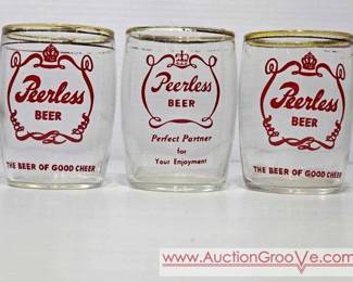 1 Peerless Beer Glasses. 3 tall each