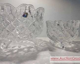 1 A Pair of Hofbauer footed Butterfly Bowls in 24 Lead Crystal