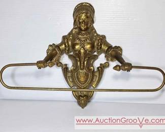 1 Victorian Woman Figural Brass Towel Rack