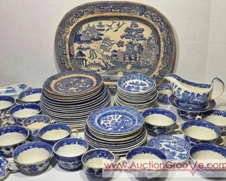 Large Lot of Blue Willow and other China