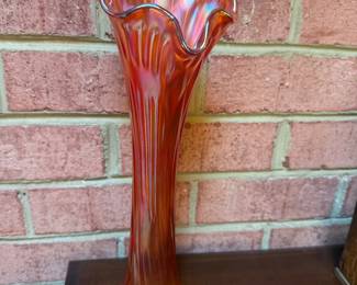Fenton Marigold carnival swung glass vase