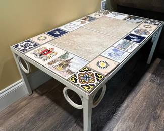 Mid-Century Tile Top Coffee Table with Souvenir Tiles