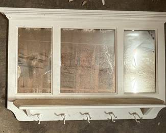 Farmhouse Style Mirror with Coat Hooks