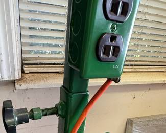 Portable Halogen Work Light with Integrated Power Outlet